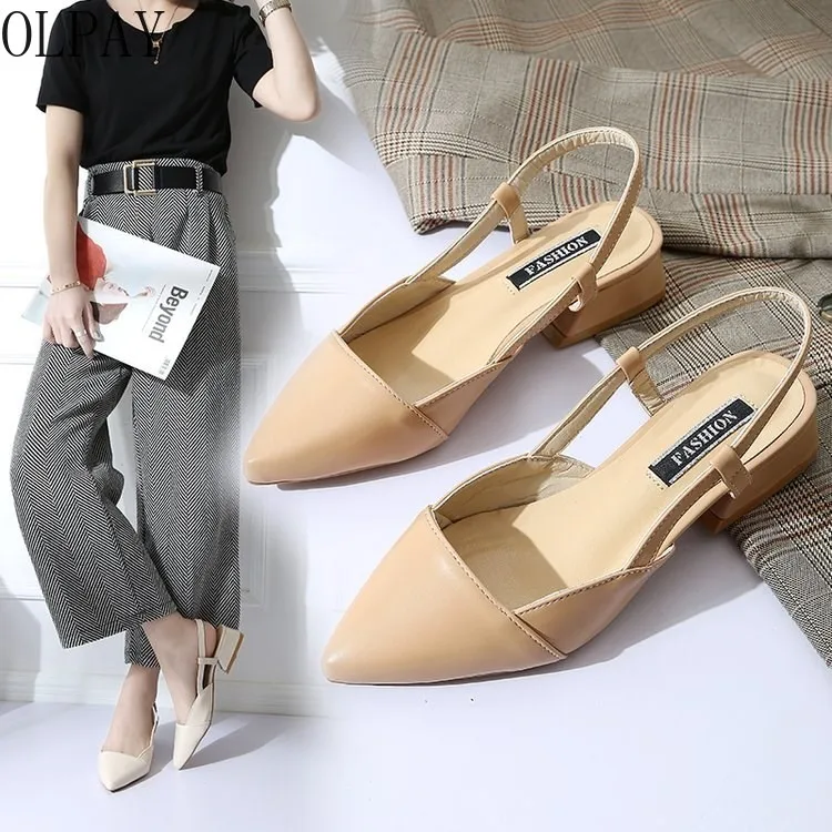

Summer New Middle-heel Pointed Rear-air Sandals Thick Heel Ladies' Sandals
