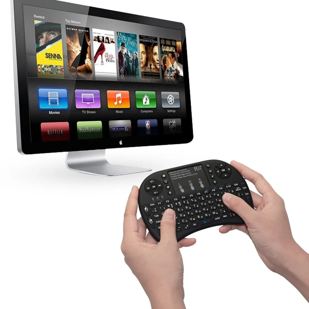  Rii i8+ Russian Bluetooth Wireless Mini Keyboard lithium battery backlight Air Mouse Remote Control