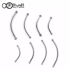 10 pçs/lote aço inoxidável piercing banana peças para sobrancelha umbigo barriga anel 14 16 calibre comprimento 6 8 10 12mm mulheres plp04
