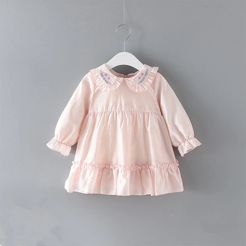 Newborn Baby Girls Warm Dress Cute Peter Pan Collar Floral Party Princess Dress Outfits Clothes