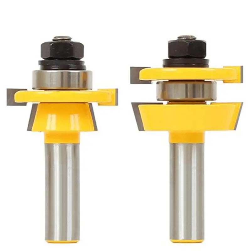 

2pcs 1/2" Shank Tongue & Groove Router Bit Set T-shape Wood Milling Cutter Tenon Cutter for Woodworking Tools