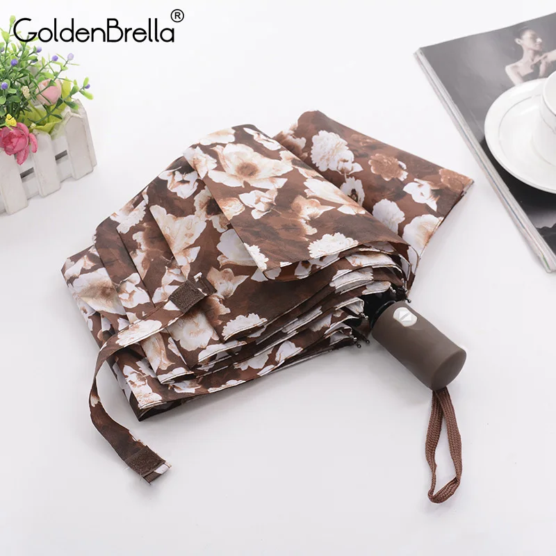

Oil Painting Umbrella Rain Women Automatic Folding Compact Travel Pattern Sunny Umbrella Windproof Wholesale Women Umbrella