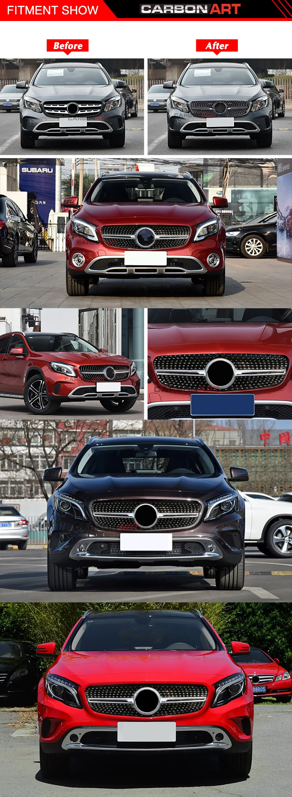 GLA Алмазная решетка Тюнинг Запчасти для Mercedes GLA X156 передний бампер передний гриль серебристый черный X156 GLA250 GLA220 GLA200 GLA260