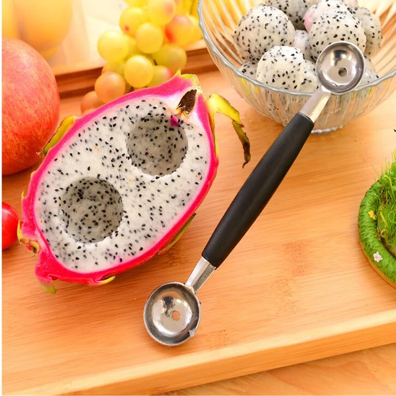

Hot sale drop ship 2018 Double Ended Headed Fruit Icecream Ball Spoon Melon Baller Home living length 18cm Party Supply
