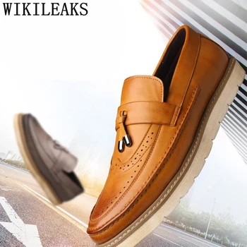 

Tassel Loafers Brogue Shoes Men Leather Formal Dress Mens Casual Shoes Hot Sale Designer Shoes Men High Quality Tenis Masculino