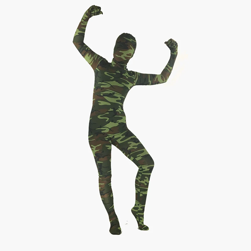 

Full cover bodysuit women men playsuit Camouflage Zebra Leo tiger halloween costume cosplay performance clothing Full body tight