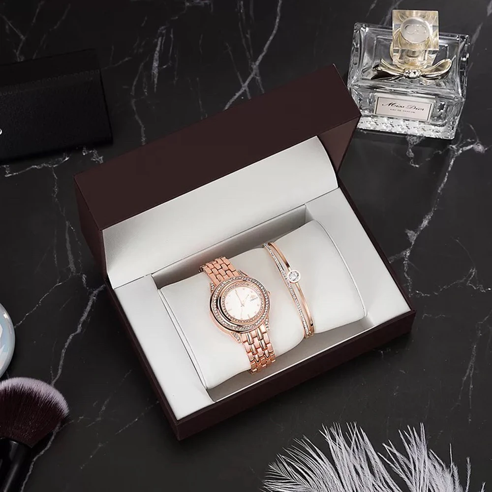

Women Watches Set Luxury Ladies Quartz Watch with Crystal Bangle New Women Bracelet Watches 2Pcs sets Women Female Birthday Gift