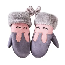 Милые детские перчатки с кроликом/котом/смайликом зимние толстые кашемировые Хлопковые варежки детские теплые замшевые перчатки из хлопка для мальчиков и девочек