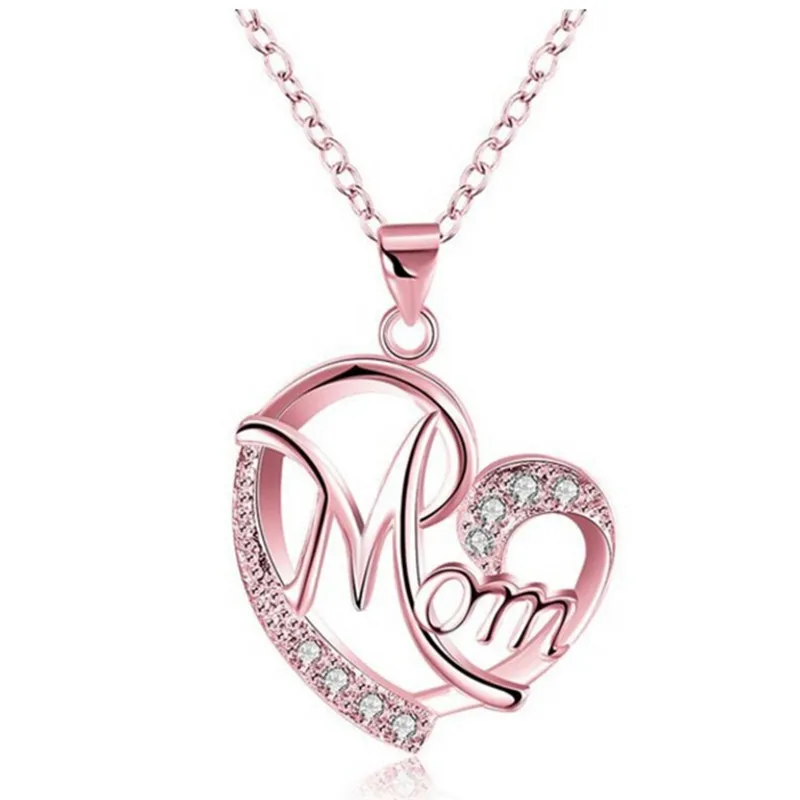 Necklace Silver Plated Jewelry Mother Day Gift Ideas For Mother MUM Letters Top Qualitly Love Mom Gift Great Mama Heart Pendant