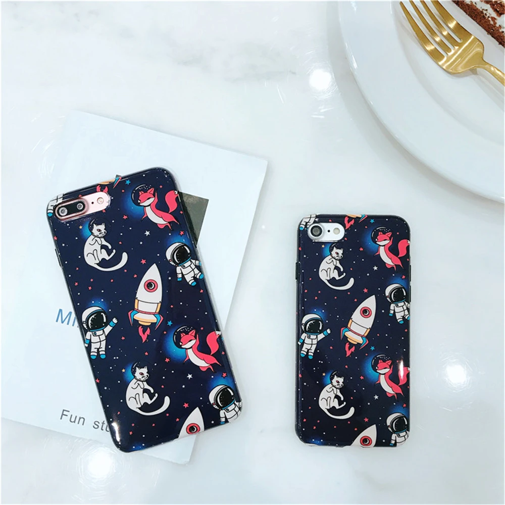 Чехлы для Iphone 7 Chic пространство звезда Rocket лиса кошка чехол телефона 6 6s 8 X плюс