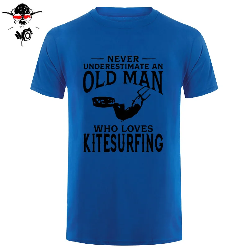 Никогда не недооценивайте старого человека, который любит кайтсерфинга, Мужская забавная футболка, уникальный подарок, подарок, виндсерфинг, сердцебиение, футболка