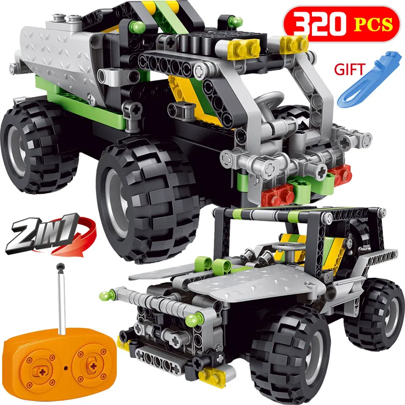 

2 IN 1 RC Car Compatible technic Radio Technical Vehicle Green SUV Control Blocks Assembled Blocks Children Toys Gift
