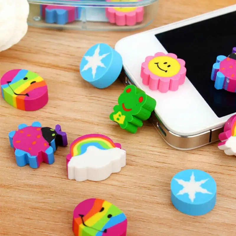 1 коробка Kawaii милый резиновый ластик детский подарок детям подарки различные формы красочные школьные ластики канцелярские принадлежности случайный