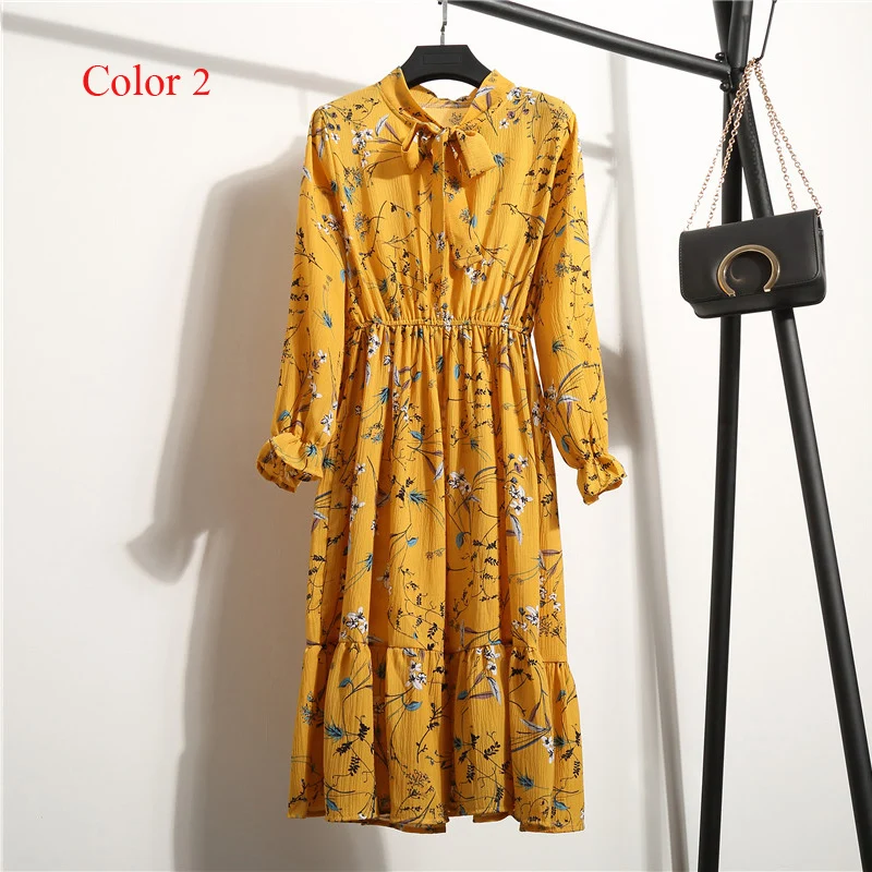 Women's Cute Elastic Waist Chiffon Dress Display Color 2