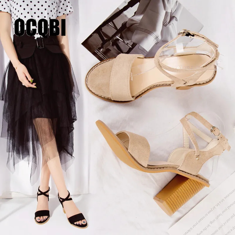 

Summer Women Sandals High Heels Open Toe Ankle Strap Sandals Cross-tied Stiletto Thick Heels Sandals Shoes Sandals Gladiator
