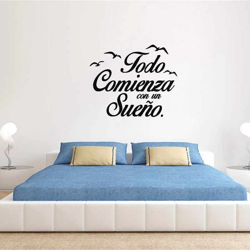 Spanish Wall Decal Vinyl Stickers Motivation Quote Wall Stickers Kids Bedroom Art Decoration wall decal stickers