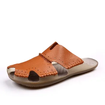 

Nice Summer Slippers Men Soft Leather Men Slippers High Quality