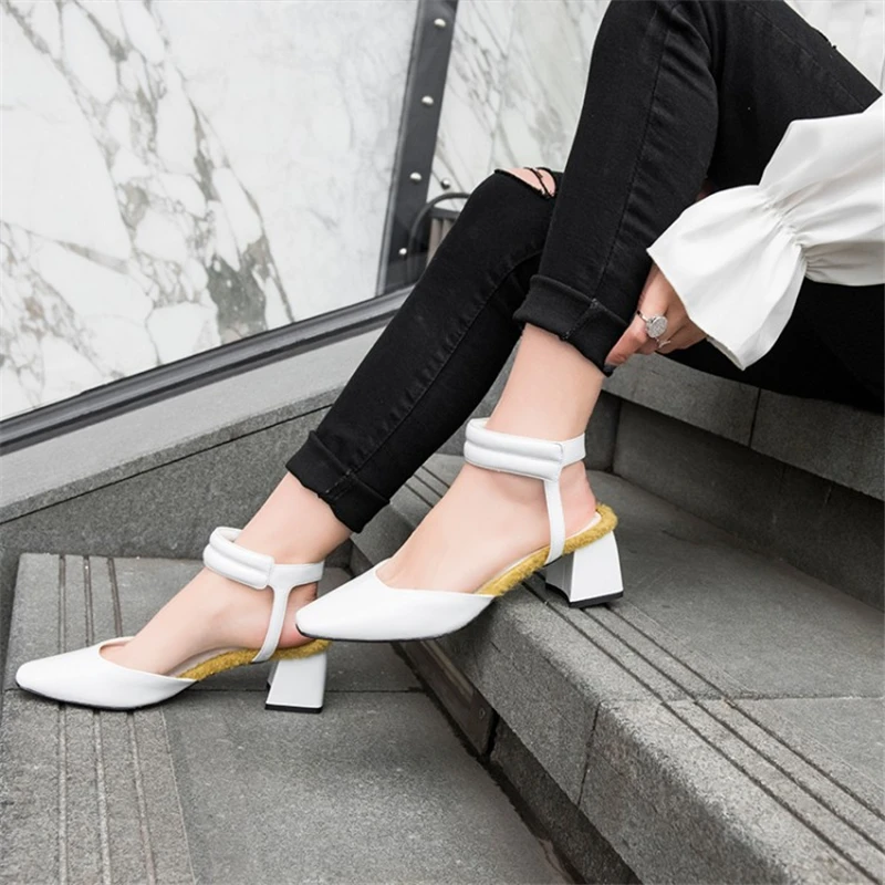 MSSTOR Mixed Colors White Sandals Square Toe Yellow Casual Patent Leather Summer Sandals Fashion Square Heel Sandals High Heels MSSTOR Mixed Colors White Sandals Square Toe Yellow Casual Patent Leather Summer Sandals Fashion Square Heel Sandals High Heels
