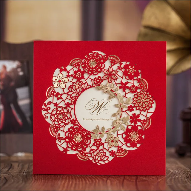 free printing square lace laser cut wedding invitations card party free print at home invitations