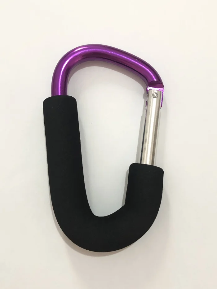 Крючки для прогулочных колясок держатель для продуктовой сумки ручка карабины 6," 5,1" Удобный очень большой d-образный инструмент для переноски крючков с мягкой пеной - Цвет: 14x8cm Purple