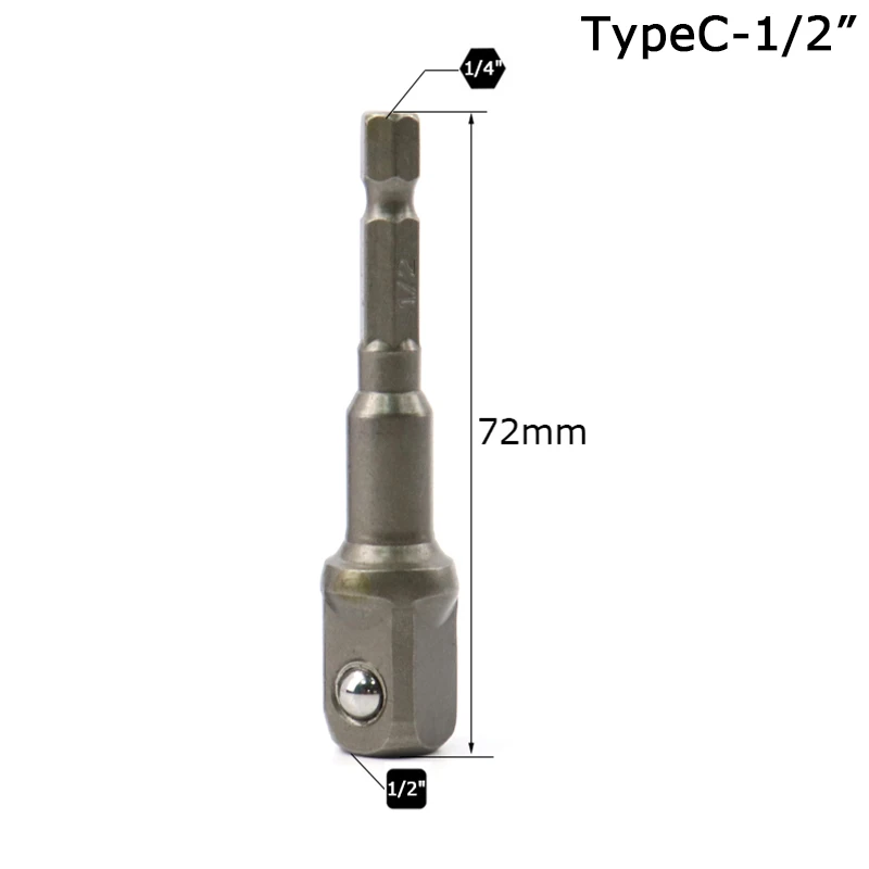 Наконечник-адаптер 1/" 1/4" 3/" шестигранный сверлильный приводной удлинитель универсальный ключ-конвертер для удлинительного сверла аксессуары для инструментов - Цвет: TypeC