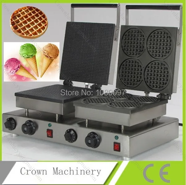 ダブルヘッドアイスクリームコーンワッフルマシン+ワッフルメーカーbaker機waffle machinewaffle makercone