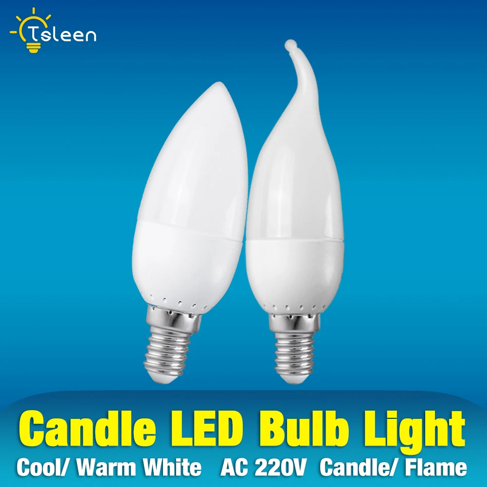

LED Bulb Lights E27 E14 3W AC Candle Light Lamp 220V SMD 2835 LED Lamps Cold Warm WhiteChandelier Partners Light
