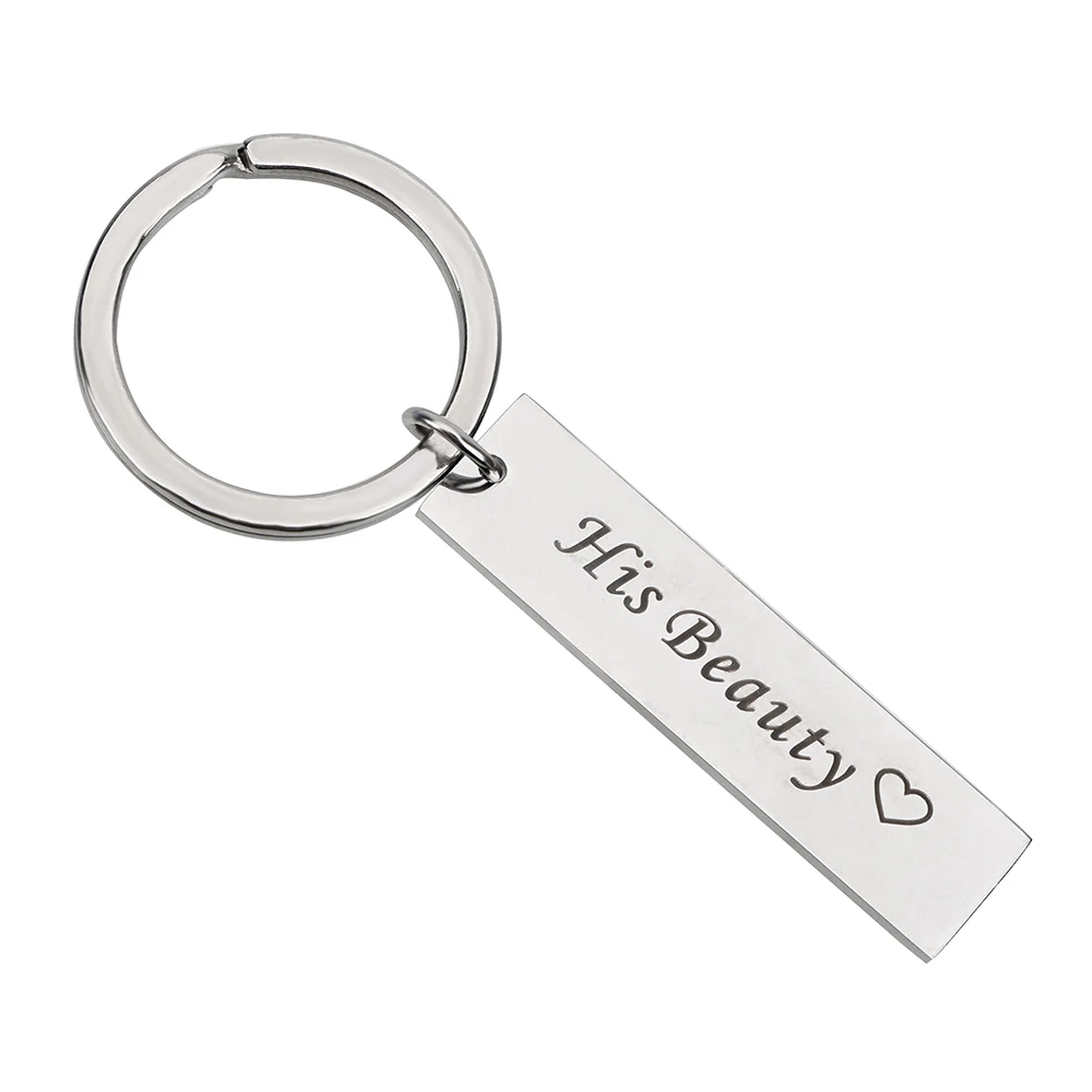 

Car Key Rings Auto Keyring Her Beast & His Beauty Keychains Key Chain Car-styling Creative Gift for Couple Interior Accessories