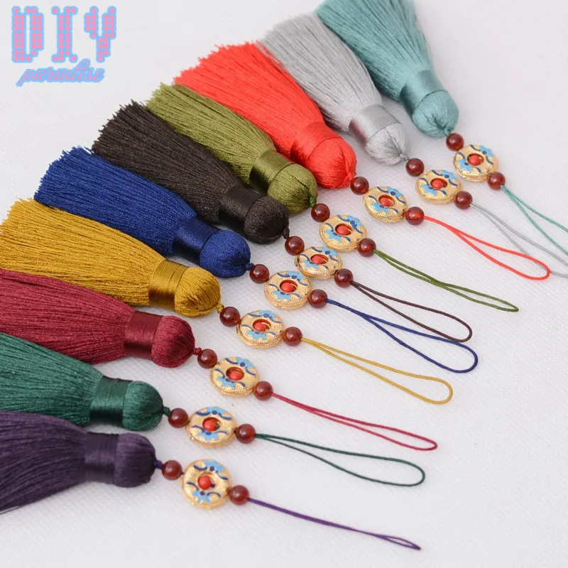 

10PCS Multicolor Bead Mixed Cotton Silk Tassels Earrings Charm Pendant Satin Tassels for DIY Jewelry Making Findings Materials