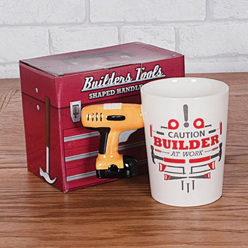  1Piece Electric Drill Mug Novelty Ceramic Tool Mug For Dad Gifts Garage Decor Woodworking Tools Bui