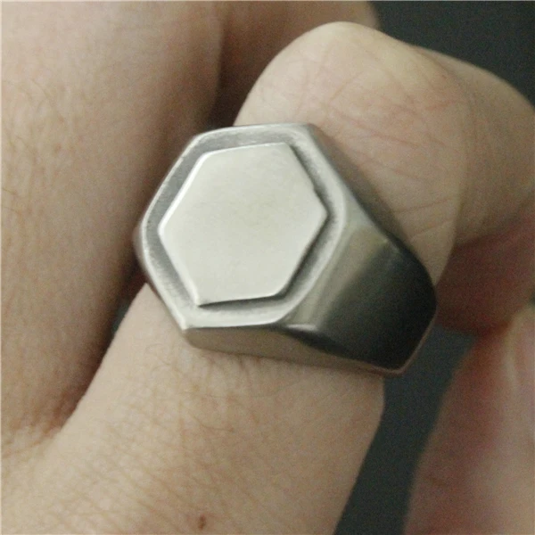 

2017 Dull Polishing Hexagonal Ring 316L Stainless Steel Jewelry Fashion Gothic Punk Style Cool Ring