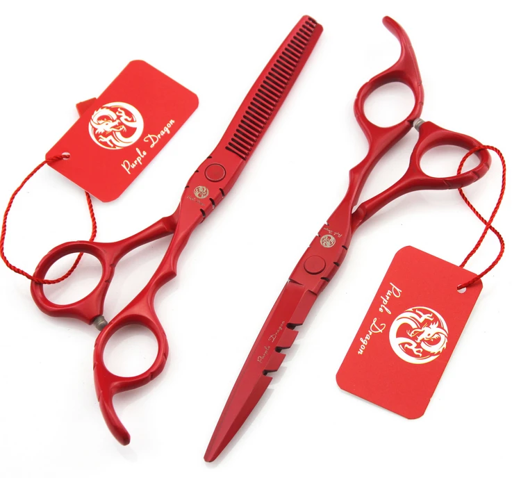 Free shipping 6.0'' Thinning Barber Hair Teeth Flat Red Scissors
