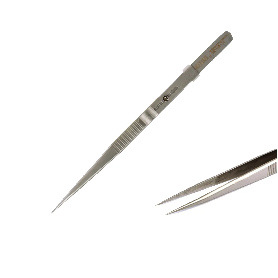 

High quality JM-T9-11 Straight anti-static tweezers adjustable elastic Pointed Tip Slide lock Hold Tightly