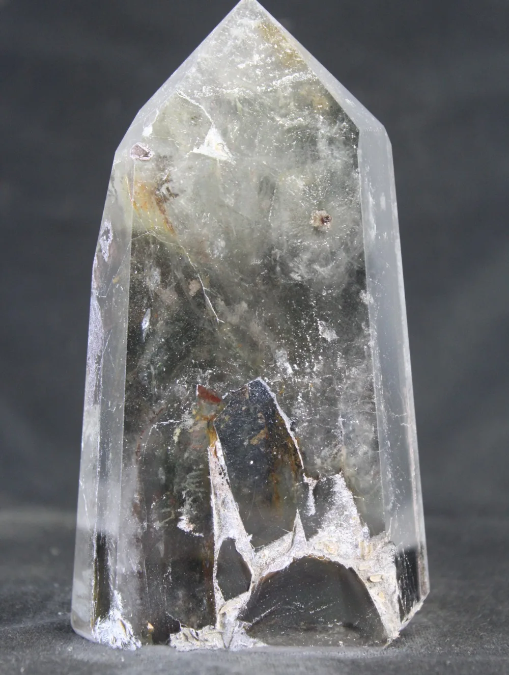 

Natural green ghost quartz crystal wand