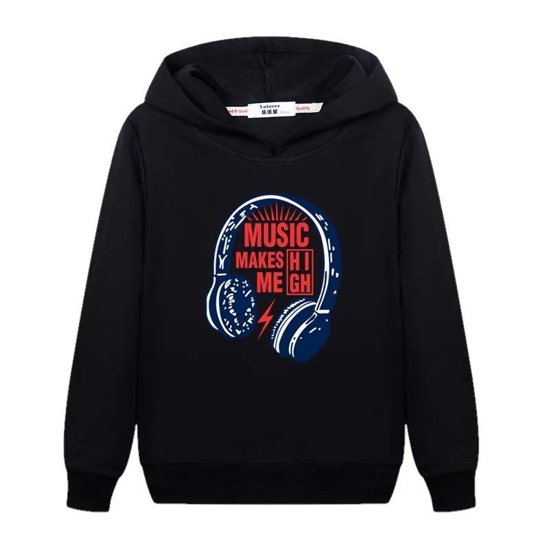 

2019 Spring Boys Pullover Hoodies Long Sleeve headset cartoon earphone printing Kids Clothing sweatshirt Tops