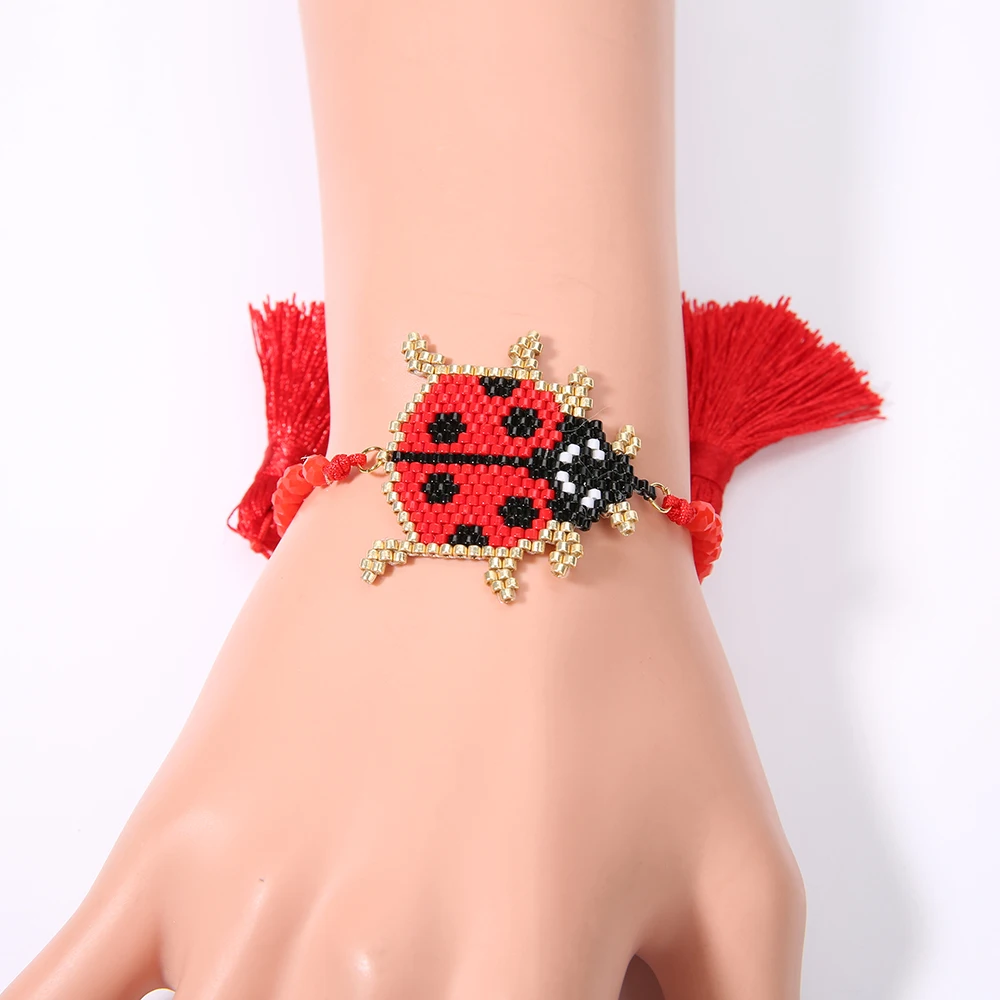 

Rttooas MIYUKI ladybug Bracelet Insect Bracelets For Women 2019 Child Jewelry Friendship Strap Delica Beads Handmade Woven Gift