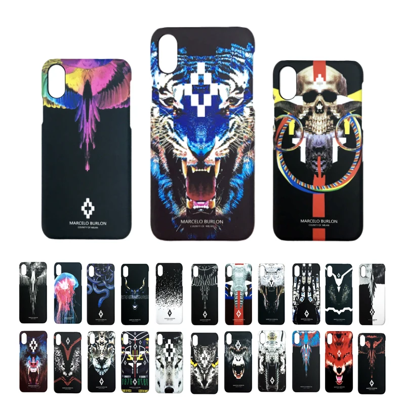 

New for iphone X Marcelo Burlon Phone Case Tiger Lion Skull Fundas Hard PC Thin Case For iPhone X Marcelo Burlon Cover