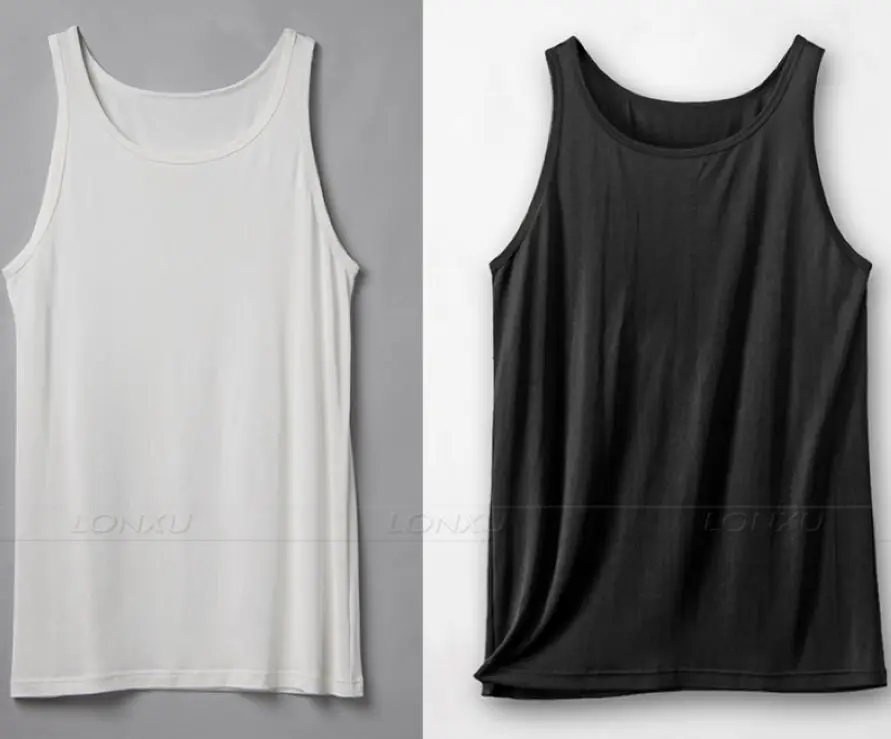 Men's 100 Silk Tank Top Singlet Singlets Tank Tops Plain T shirts
