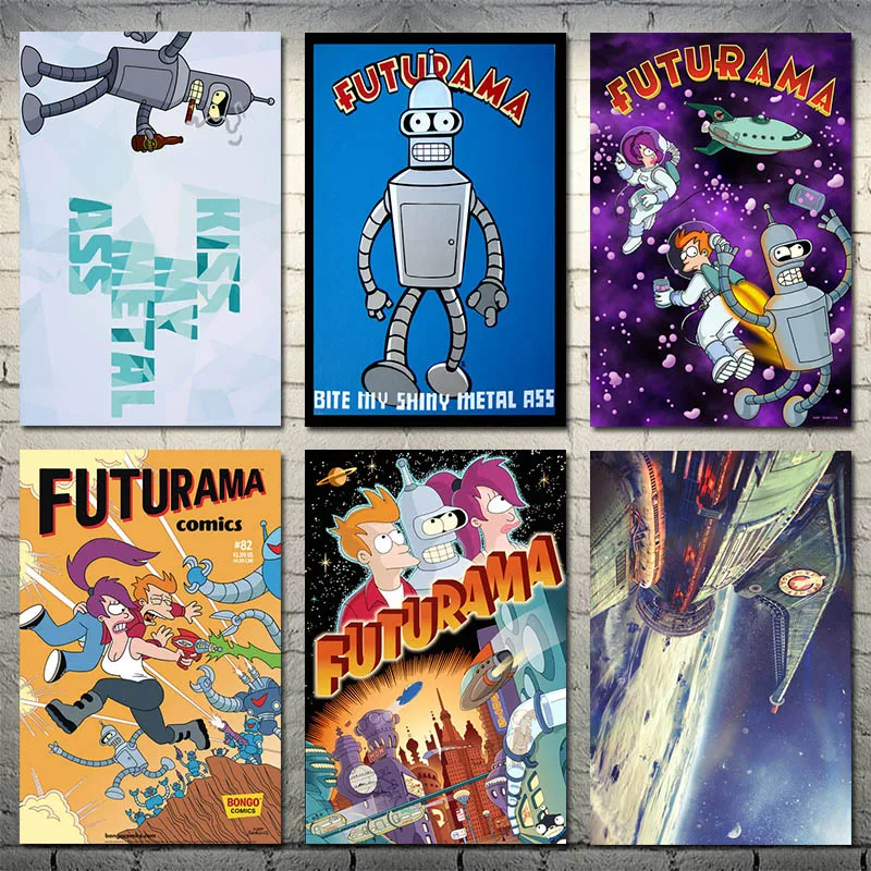 Futurama мультфильм аниме искусство шелк Холст плакат 13x20 24x36 дюймов настенные панно-001