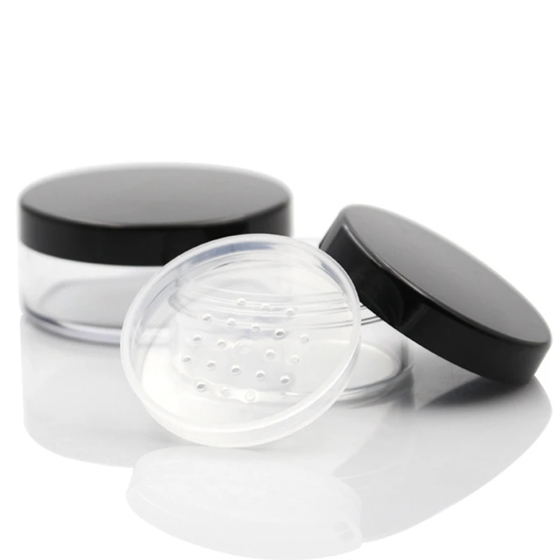 

30g/50g Plastic Loose Powder Jar With Sifter Empty Cosmetic Container Black Matte Cap Makeup Tools For Travel
