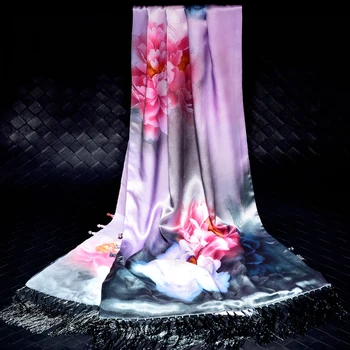 

Ladies Pure Silk Scarves 100% Natural Silk Scarf for Women 2019 Print Real Silk Shawls and Wraps Foulard Femme Pashmina