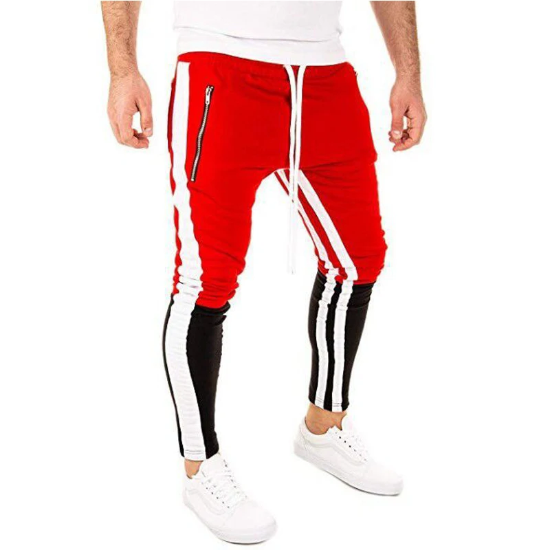 Новые Брюки для бега, мужские спортивные штаны для бега, для спортзала, фитнеса, бегунов, тренировочные штаны, с завязками, в полоску, Лоскутная, спортивная одежда, брюки