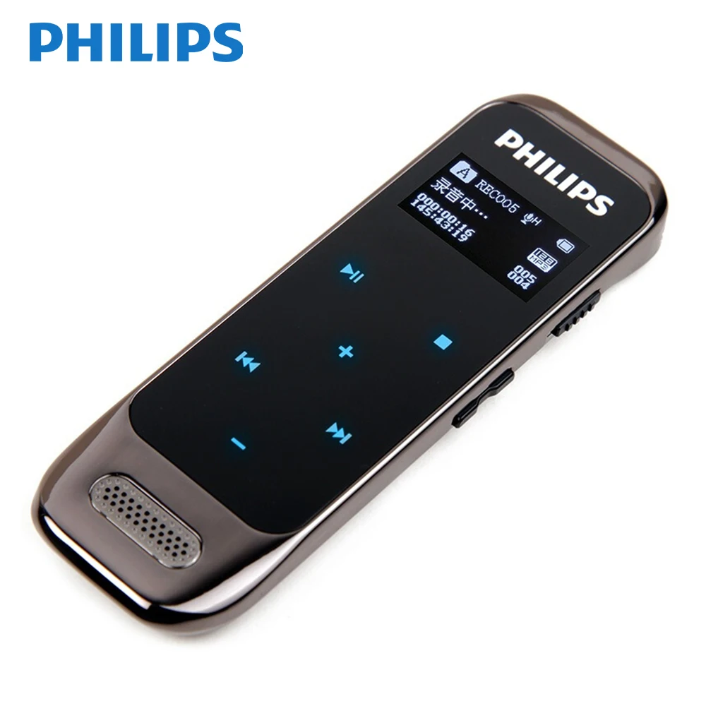 Диктофон PHILIPS VTR6600 8 ГБ сенсорные кнопки до 2160 часов записи звука OLED дисплей черный