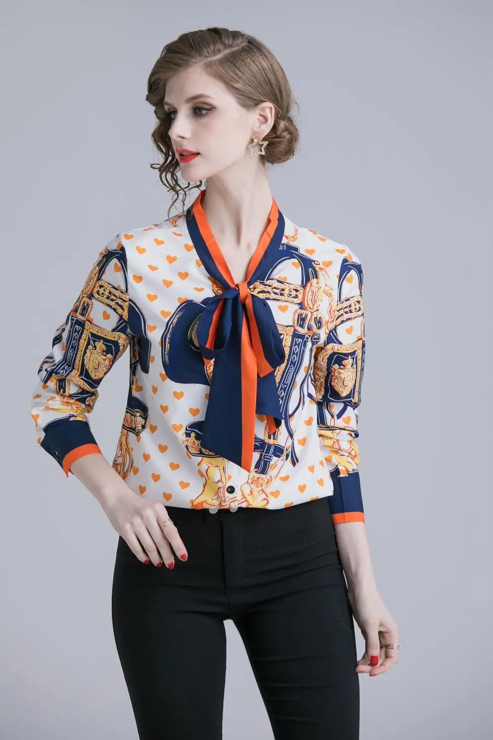 

2019 Spring Summer Blouse Women Long Sleeve Shirts Fashion Leisure Poplin Shirt Bow Office Ladies Pink White Tops