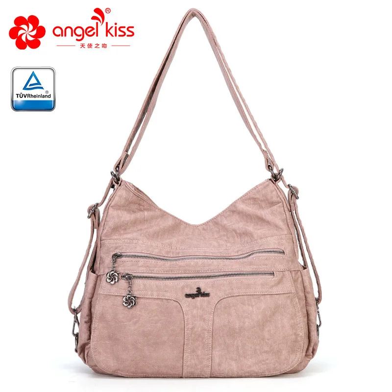 

Angelkiss Authentic brand Europe and the United States fashion large capacity shoulder diagonal package Women's soft PU leather