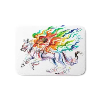 

Okami Wolf Bath Floor Home Welcome Mat Kitchen Indoor Outdoor Front Entrance Rug