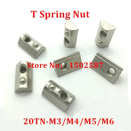 

100pcs M5 T Spring Nut 2020-M5 Elastic Slot nuts 20 serie Aluminum Profile Groove 6