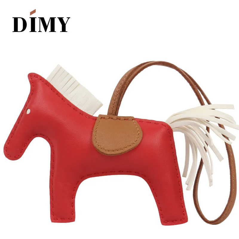 DIMY Handmade Genuine Lamb Leather Mini Pony Bag Cute Horse Charm Lambskin Pendant Christmas Charms For Women's Bags 13*10cm