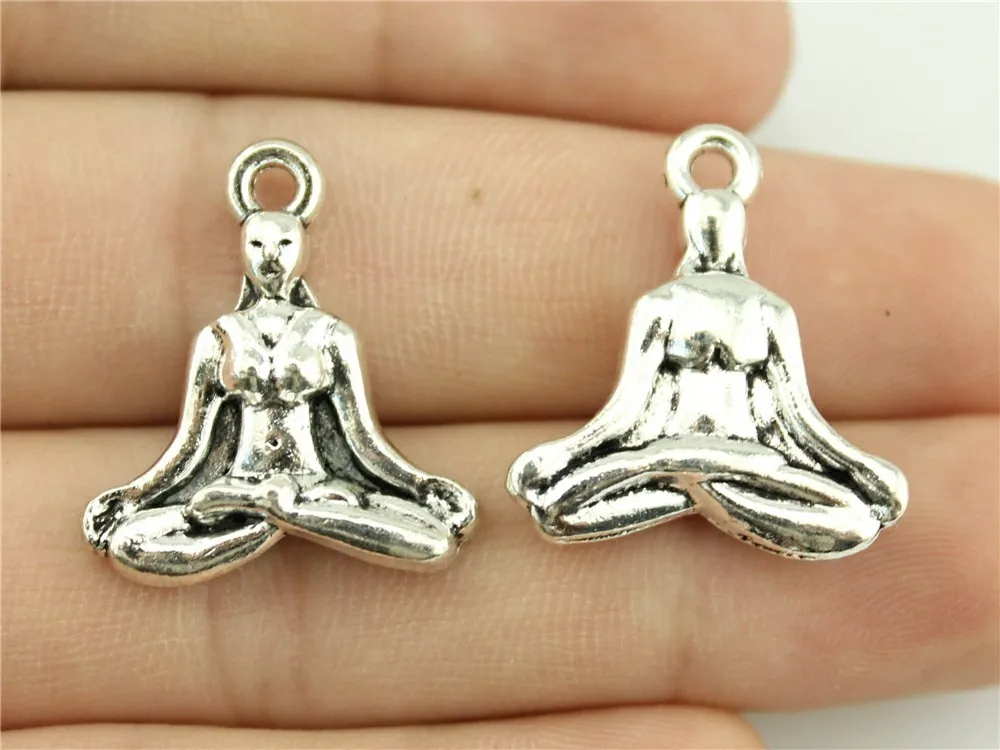 WYSIWYG 5pcs 24x21mm Om Yoga Charm Pendants For Jewelry Making Antique