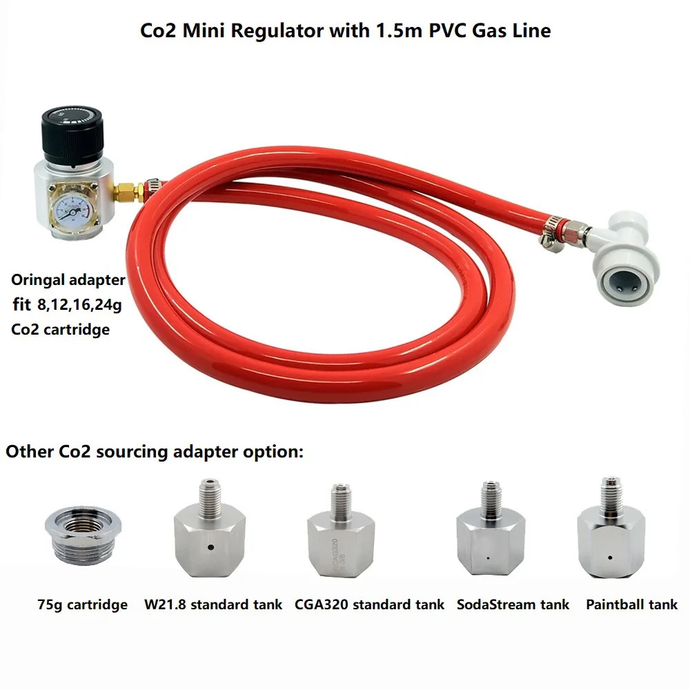 HomeBrew пивной бочонок портативный мини CO2 Картридж регулятор с ПВХ газовой линии и шаровой замок разъединить 0~ 60 фунтов/кв. дюйм
